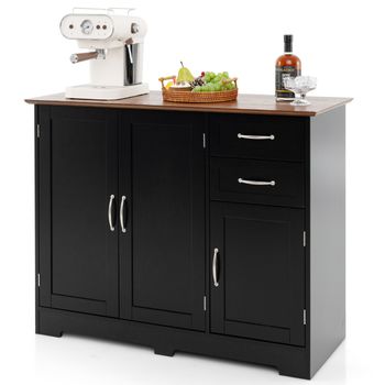 Costway Mueble Auxiliar de Cocina con 2 Puertas 2 Cajones Estante Ajustable Gabinete de Almacenamiento Buffet para Comedor 100 x 40 x 78 cm
