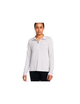 Camiseta de Fitness Under Armour Tech 1/2 Zip- Twist Mujer Gris