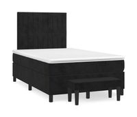 cama box spring con colchon terciopelo negro 120x200 cm rayas verticales