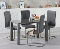 atlanta 120cm dark grey high gloss dining table with malaga chairs