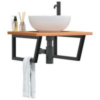 estante de lavabo de pared  estanteria pared  estante flotante de acero y madera maciza de haya cfw97023