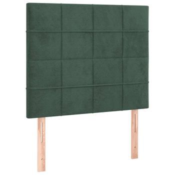 Cabecero Cama Mueble De Dormitorio Con Luces Led Terciopelo 90 X 5 X 118/128 Cm Verde Oscuro M02_0002834