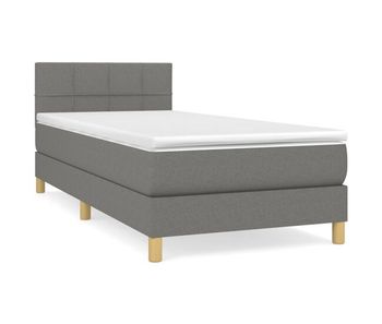 Cama box spring con colchón tela gris oscuro 90x200 cm bloques con cuadros