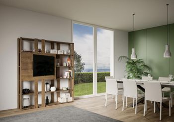 Estantería con soporte TV efecto madera, nogal