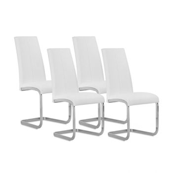 Pack 4 sillas de comedor 44,9x38 cm símil piel tapizado blanco