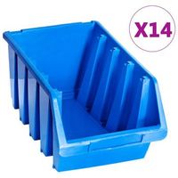 contenedores de almacenaje apilables 14 unidades plastico azul vidaxl