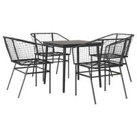 juego de comedor jardin 5 uds ratan sintetico vidrio negro cfw559369