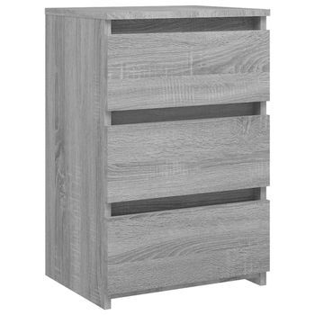 Mesita De Noche | Mesa Auxiliar | Mesilla Madera Contrachapada Gris Sonoma 40x35x62,5 Cm
