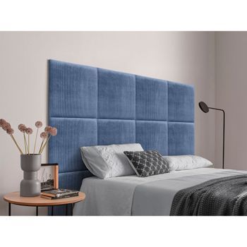 Dhome Cabecero Tapizado Para Camas De 220cm Compuesto De Paneles Autoadhesivos Intercambiables De Pana Premium Cama Lujo Dormitorio Acolchado (azul,