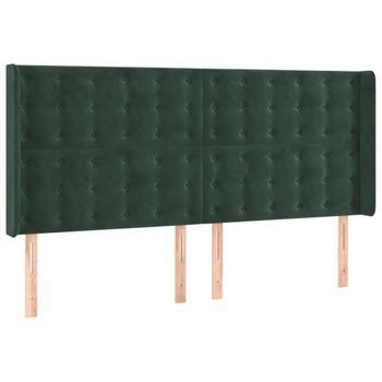 Cabecero Cama Mueble De Dormitorio Con Led De Terciopelo 163 X 16 X 118/128 Cm Verde Oscuro M02_0002037