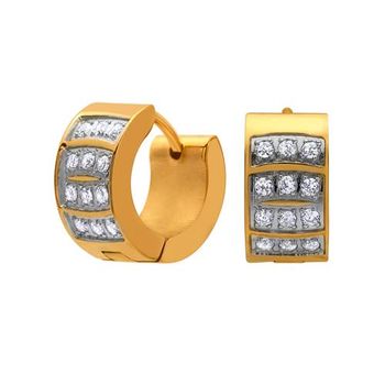 De aros de acero inoxidable chapados en oro con circonitas