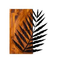 decoracion pared de madera hoja 3 nogal negro 50x58 cm