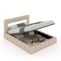 cama con canape abatible estilo nube led 160 x 200 cm de terciopelo beige omaha
