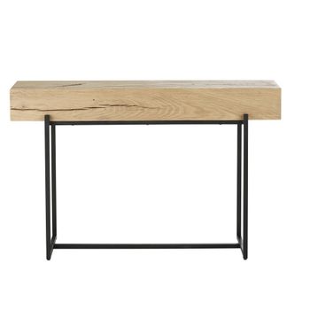 Consola de roble macizo y acero negro