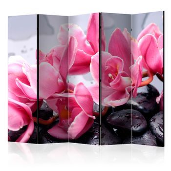 Biombo - Orchid Flowers With Zen Stones Ii (225x172 Cm)
