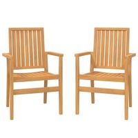 pack 2 uds sillas de jardin  silla de exterior  sillon apilables madera de teca 565x575x91 cm