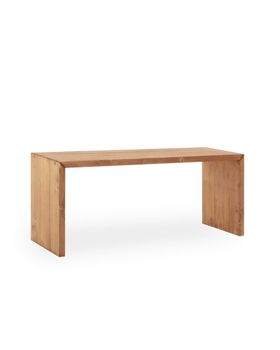 Mesa de centro de madera maciza en tono envejecido de 109,4x59x35cm