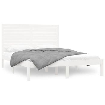 Estructura De Cama Madera Maciza Blanca 120x200 Cm Vidaxl