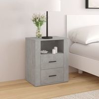 mesita de noche  mesa auxiliar  mesilla madera contrachapada gris hormigon 50x36x60 cm cfw65575