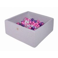 meowbaby piscina de bolas cuadrada seca para ninos gris claro  rosa oscurovioletatransparentegris 300 pcs 90x90x40cm