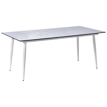 Mesa De Comedor De Jardín Con Tablero De Hpl Y Estructura De Aluminio Resistente A Los Rayos Uv Agua Óxido Blanco Con Tablero Gris Claro Tolentino