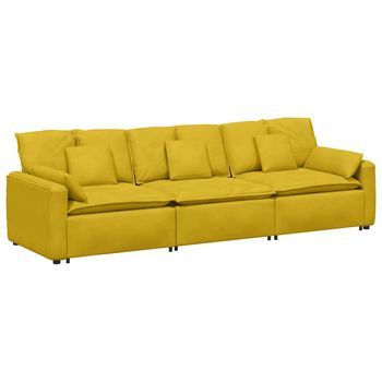 Sofá Modular Con Cojines Amarillos Vidaxl
