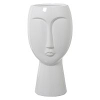 jarron rostro ceramica blanco  brillo