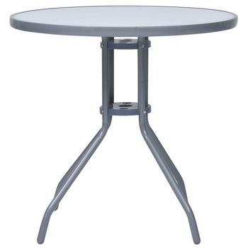 Mesa De Jardín | Mesa De Exterior Acero Y Vidrio Gris Claro 80 Cm