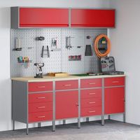 conjunto de armarios de trabajo con cajon manual 10 uds rojo vidaxl