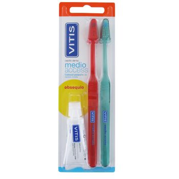 Pack Vitis Duplo Cepillos Medio Access + 15ml pasta
