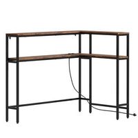 sobuy mesa consola de entrada marron con estante y enchufe mdf 120x80x101 cm 48 kg fsb105-e-n