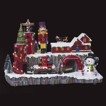 Aldea Iluminada Taller De Papá Noel 75 Led L.57,5cm Musical