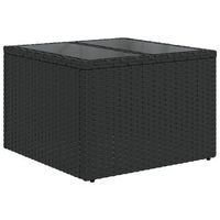 mesa de jardin  mesa de exterior superficie de vidrio ratan pe negro 55x55x37 cm