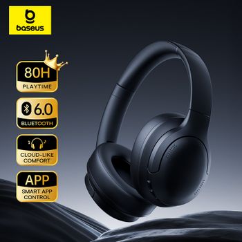 Auriculares Inalámbricos Baseus ENC con Bluetooth 6.0, Llamadas Nítidas, Bajos Super Potentes, 80 Horas de Reproducción, Auriculares Over-Ear