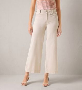 Guess para mujer. W6GB15W1886 Pantalón chino de pierna ancha beige (32), Casual, Algodón