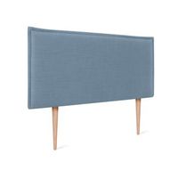 cabecero de lino natural liso con ribete 95x105cm con patas camas 90 - azul