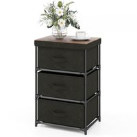 costway comoda de 3 niveles de tela mesilla de noche con 3 cajones unidad de organizacion estructura metalica para dormitorio pasillo entrada