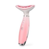 masajeador ultrasonico para cara y cuello con tratamiento de luz led limpieza calor y ems 85x39x135 cm color rosa
