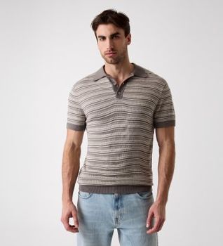 Guess para hombre. M6YR18Z0923 Polo a rayas verde (M), Casual, Multicolor, Acrílico, Viscosa, Manga corta