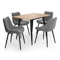 conjunto de mesa de comedor beaver 110 x 70 cm con 4 sillas gris vicco