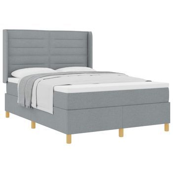 Cama Tapizada 203x143x128 Cm Madera - Gris