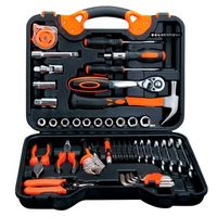 juego de herramientas de auto reparacion con maletin de transporte y 55 piezas 415x95x325 cm color naranja