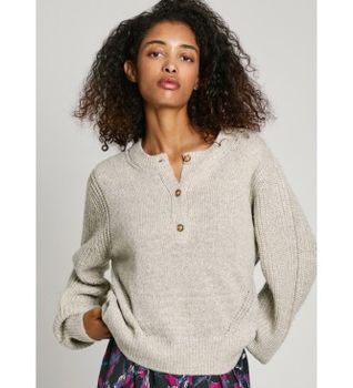 Pepe Jeans para mujer. PL702236 Jersey Nica gris (XS), Casual, Poliéster