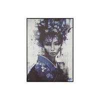 cuadro lienzo ps 103x4x143 geisha enmarcado azul