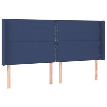 Cabecero Cama Mueble De Dormitorio Con Led De Tela 203 X 16 X 118/128 Cm Azul M02_0000436