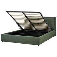 cama con almacenaje moderna tapizado de tela verde oscuro 160 x 200 cm bajonna