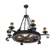 fabrilamp lampara rustico rueda 6xe27 marron regx70x70 cm