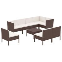 set muebles de jardin 9 pzas y cojines ratan sintetico marron vidaxl
