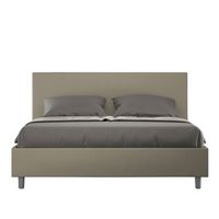 cama con almacenaje acolchada 160x210 cuero sintetico capuchino adele