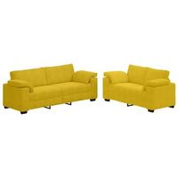 juego de sofa de 2 piezas con cojines de terciopelo amarillo vidaxl